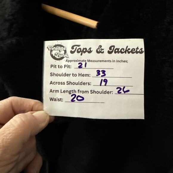 Vintage Italian Shearling Coat Jet Black Suede w/ Plush Fur Collar Mimmo Motta - Picture 14 of 15